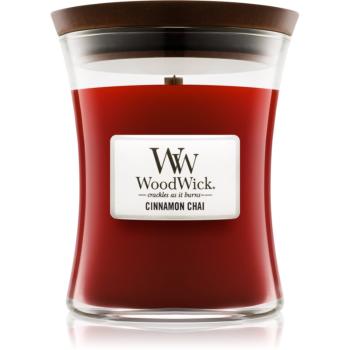 Woodwick Cinnamon Chai lumânare parfumată cu fitil din lemn 275 g