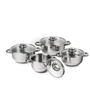 4Home set oale inox cu capac sticlă Destiny, 8 piese