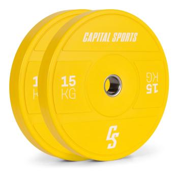 Capital Sports Nipton 2021, disc de greutate, bumper plate, 2 x 15 kg, Ø 54 mm, cauciuc dur