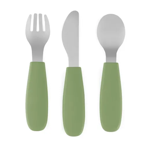 Petite&Mars Take&Match Stainless Steel Cutlery Set tacâmuri pentru copii Sweet Pea 12m+ 3 buc