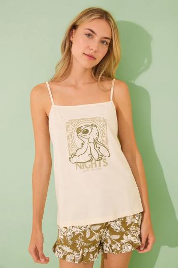 Bavlnené pyžamo women'secret LILO & STITCH béžová farba, bavlnené, 3139902