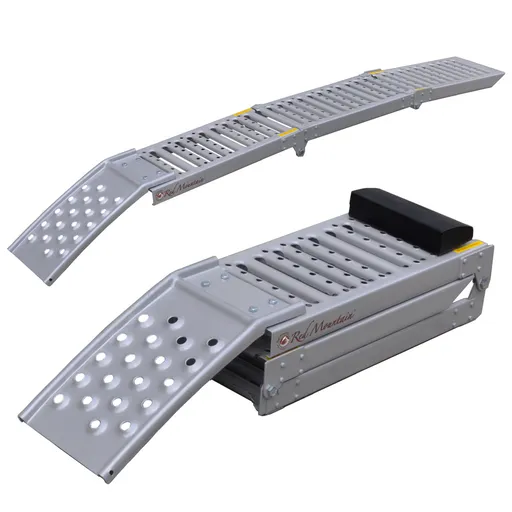 Rampa Pliabila din Otel Red Mountain RM63-25001, Pliata si Extinsa, Doua Lanturi cu Carlige Tip, L extinsa 203cm, L pliata 102 cm, H 25cm