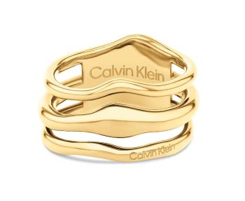 Calvin Klein Inel la modă din oțel placat cu aur pentru femei CK Wavy 35000723 54 mm