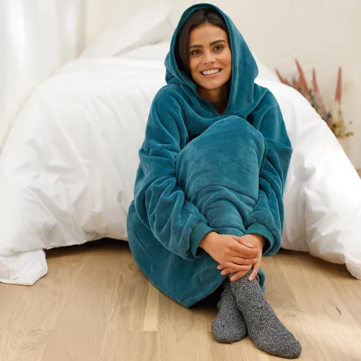 Hanorac unisex din fleece oversize*, albastru