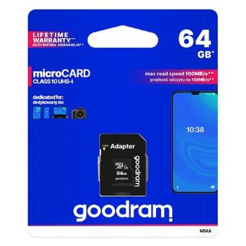 Pamäťová karta GOODRAM microSDHC 64GB UHS-I + adaptér (M1AA-0640R12)