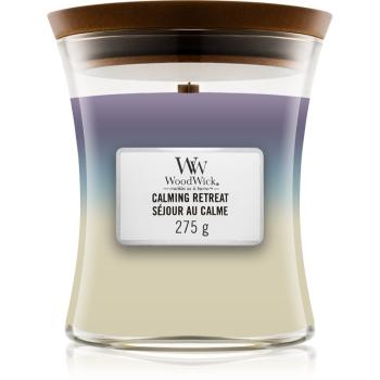 Woodwick Trilogy Calming Retreat lumânare parfumată cu fitil din lemn 275 g