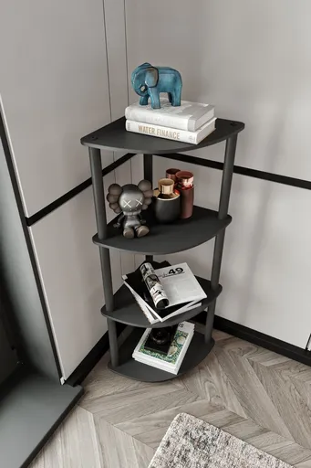 Corp biblioteca, Hanah Home, Bookcase 4 Corner, 34x105x34 cm, MDF , Negru