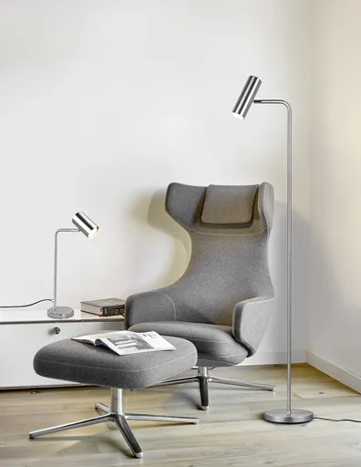 Lampadar Marley, TRIO, 23x39x151 cm, 5W, 1x GU10, metal, argintiu mat