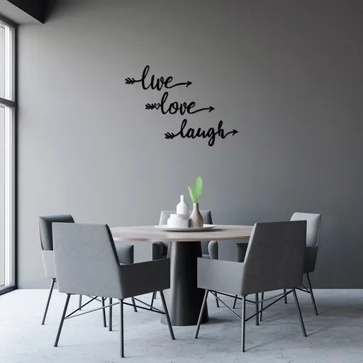 Decoratiune de perete, Live Love Laugh, Dimensiune: 60 x 60 cm, Negru