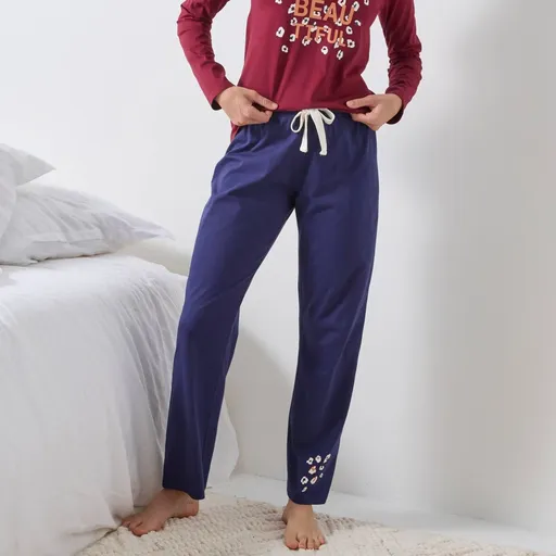 Pantaloni lungi de pijama cu imprimeu pe picior