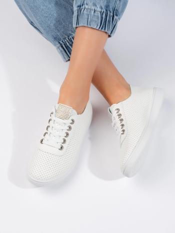 Adidași fără toc de culoare albă exclusivistă pentru femei