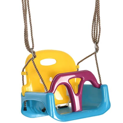 Outsunny Scaun de Leagan 3 in 1 pentru Copii, Leagan pentru Copii pentru Bebelusi pana la Copii, cu Spatar Detasabil si Bara in T, Franghie Reglabila,