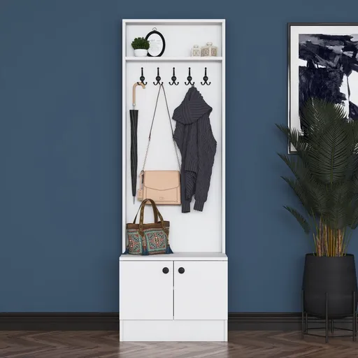 Cuier de perete, Hanah Home, M16, 59.8x182.8x35.5 cm, Alb