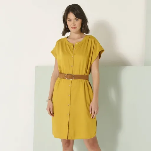 Rochie scurtă de culoare solidă cu nasturi