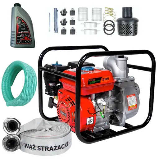 Set Motopompa apa BZP-30, 3 toli, 1000 l/min, 6.5CP, furtun ref. 20m, furtun abs. 8m, Ulei Motor 4 Timpi, IBO Polonia