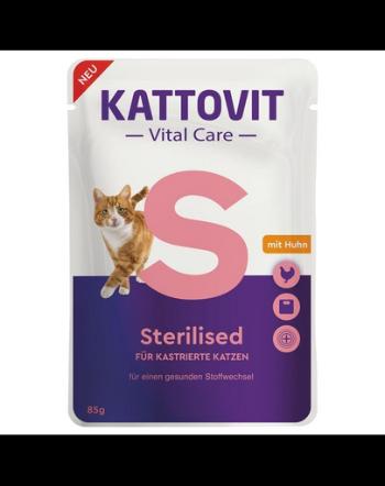KATTOVIT Vital Care Sterilised cu pui 85 g plic hrana umeda