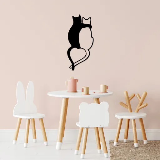 Decoratiune de perete, Love Cats, Dimensiune: 33 x 70 cm, Negru