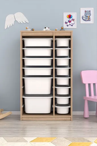 Dulap multifunctional, Hanah Home, Montana Xs 2D4N8U, 69x112.2x29.6 cm, Sonomo / White