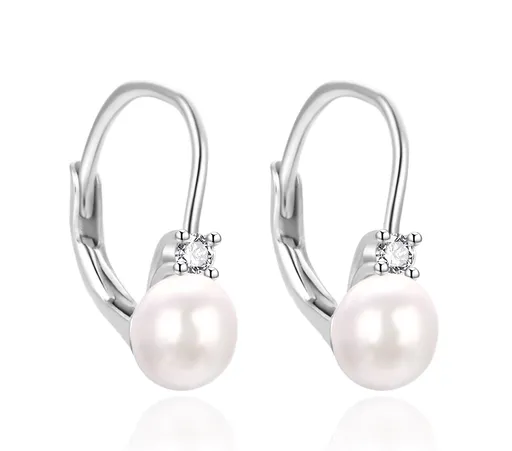 Agato Cercei din argint pentru fete cu perlă reală AGT-E115LW-P