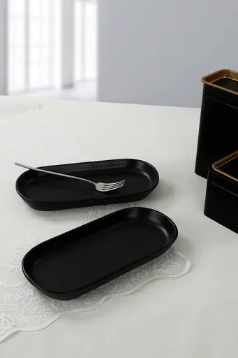 Set platouri servire, Hermia, 275KRM1425, Antibacterian, Negru mat