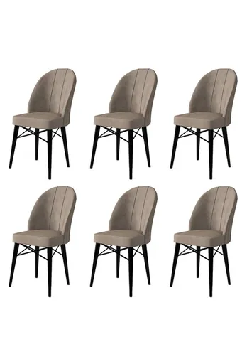 Set scaune 6 piese, Hanah Home, Ritim, Cappuccino / Negru