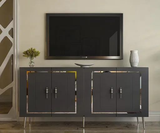 Consola, Hanah Home, Piero KB150, 150x75x35 cm, Antracit / Argintiu