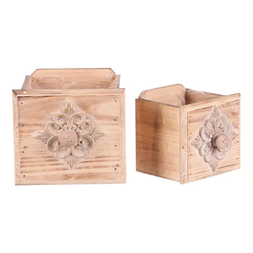 Set de huse pentru ghivece de flori Sertar dinlemn 2 buc., maro