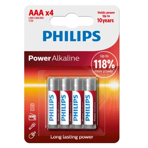 Philips Baterii AAA 1,5 V Power Alkaline, 4 buc.