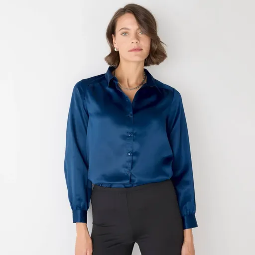 Cămașă din satin cu mânecă lungă