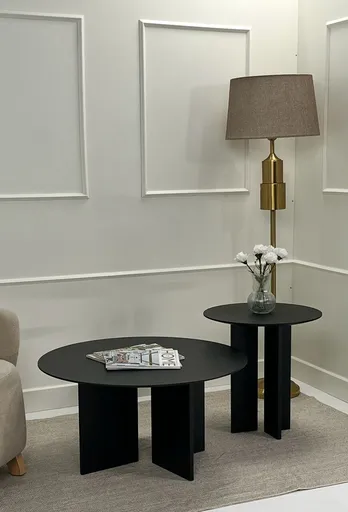 Set masute de cafea, Hanah Home, Leo (45 + 42), Negru