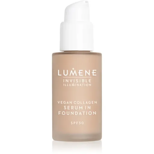 Lumene Invisible Illumination Vegan Collagen Serum in Foundation make-up cu textura usoara cu efect de nutritiv SPF 30 2 30 ml