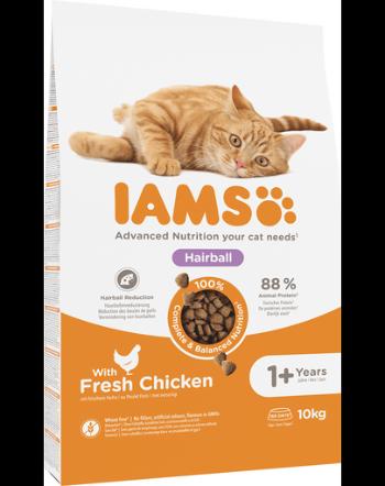 IAMS for Vitality Hrana uscata pentru pisici adulte, pentru inlaturarea ghemotoacelor de blana, cu pui 10 kg