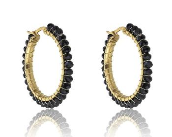Marc Malone Cercei eleganți placați cu aur Elena Black Earrings MCE23028G