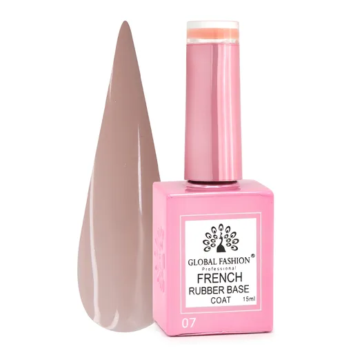 Rubber Base Coat French, Global Fashion, 15 ml, 07 Nude, TPO Free