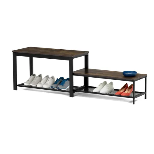 Set de 2 suporturi pentru pantofi, lemn vechi, maro închis