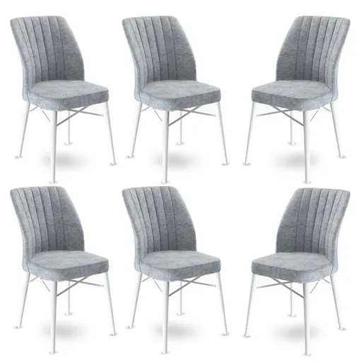 Set scaune 6 piese, Hanah Home, Flex, Gri/Alb