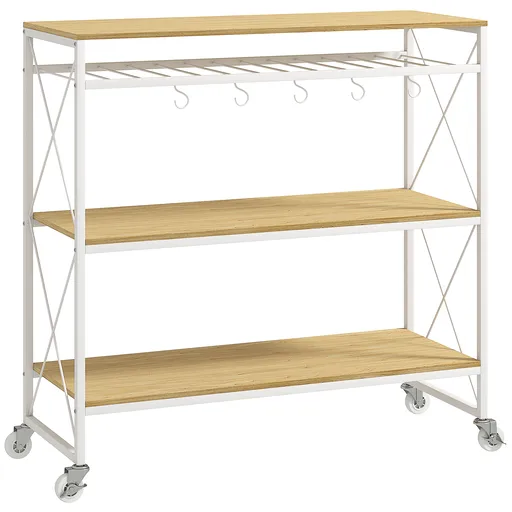 HOMCOM Cărucior Multifuncțional cu 4 Nivele cu Suport pentru Sticle și 5 Cârlige Detașabile | Aosom Romania