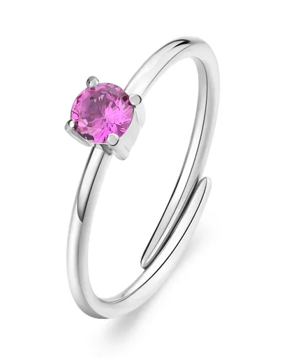 S'Agapõ Inel din oțel, cu zirconiu cubic fucsia Dazzly SDZ32