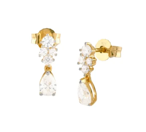 Guess Cercei suspendați strălucitori din argint placat cu aur Jardin JSBE04492JWYGT/U