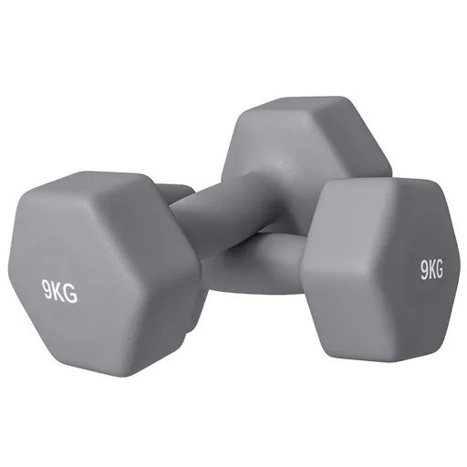 SPORTNOW Set 2 Greutăți Hexagonale, Gantere cu Prindere Antiderapantă pentru Antrenament de Fitness Acasă, 27x10x10 cm, Gri | Aosom Romania