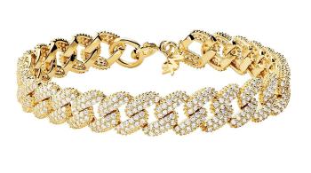 Michael Kors Brățară de lux placată cu aur cu zircon cubic Statement Link MKC1427AN710