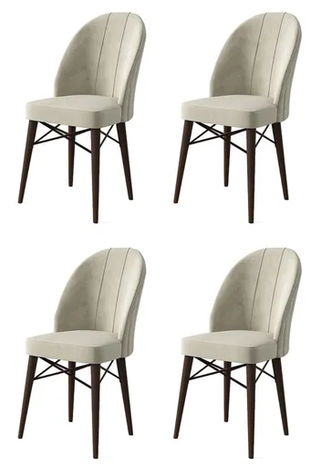 Set scaune 4 piese, Hanah Home, Ritim, Crem/Maro