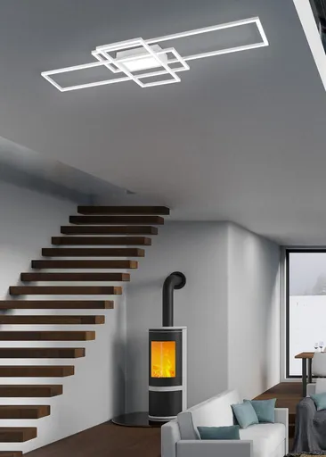 Plafoniera Irvine, TRIO, 105x42x6.5 cm, 60W, 1x SMD, metal, alb mat