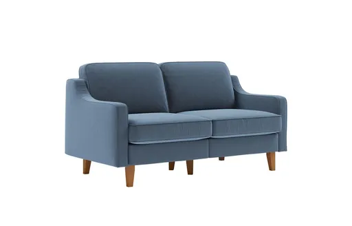 Canapea 2 locuri, Atelier del Sofa, 918CMF1142, Otel, Albastru oceanic / Nuc