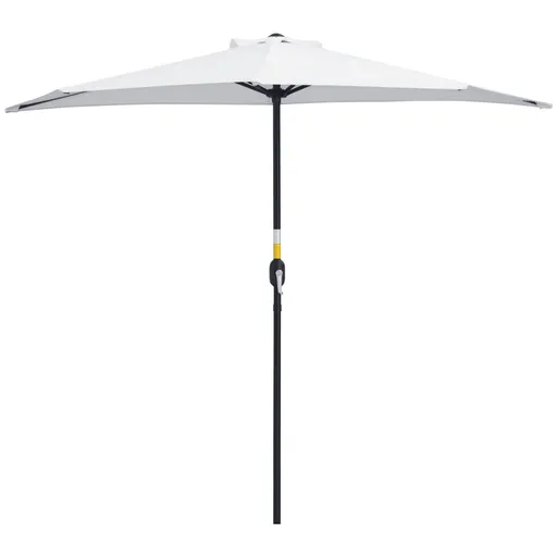 Outsunny Umbrelă Semicirculară de Perete cu Deschidere cu Manivelă și 5 Spițe, 2.6x1.35x2.3 m, Alb | Aosom Romania