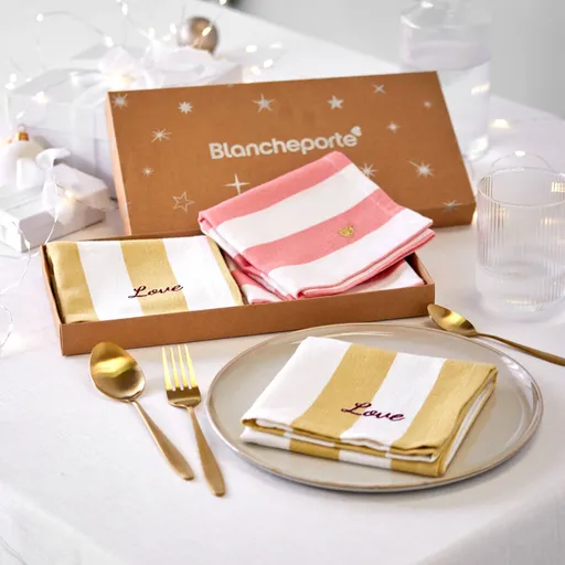 Set de 4 șervețele de pânză într-o cutie cadou