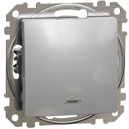 Intrerupator cruce indicator luminos, Schneider, SDD113107L, Sedna Design, aluminiu