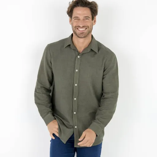 Cămașă din bumbac și in stretch cu mâneci lungi