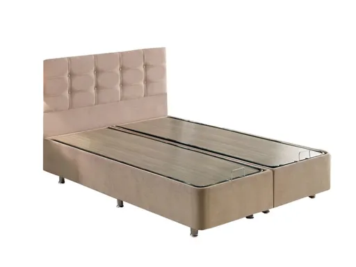 Baza pat dublu și tăblie, Hanah Home, Polo, 160x38x200 cm, Maro deschis