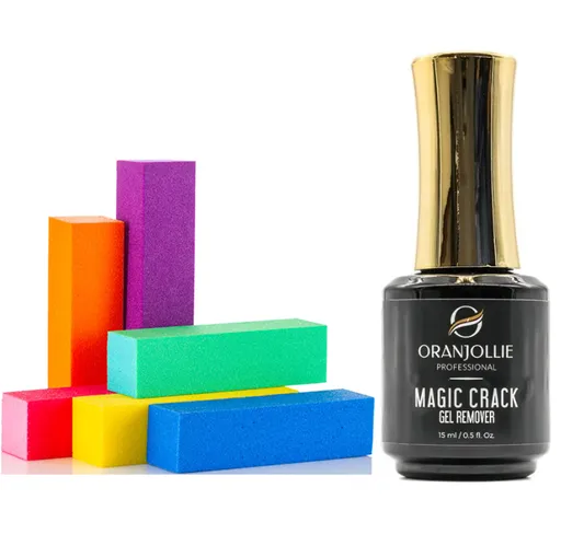 Solutie Indepartare Oja Semipermanenta - Magic Crack Gel Remover Oranjollie + 1x Buffer Unghii Color Touch